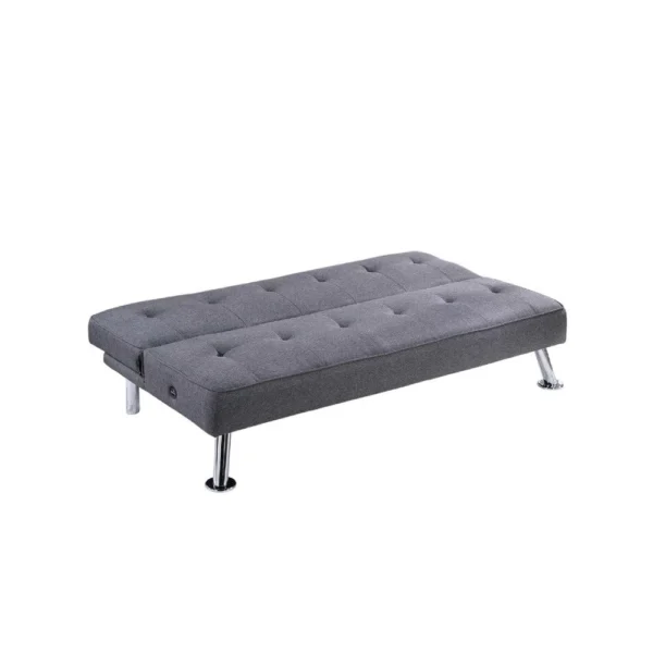 Milana Convertible Sofa Bed, USB Port, Blue Gray Fabric, 66 Inch
