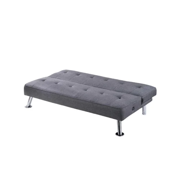Milana Convertible Sofa Bed, USB Port, Blue Gray Fabric, 66 Inch