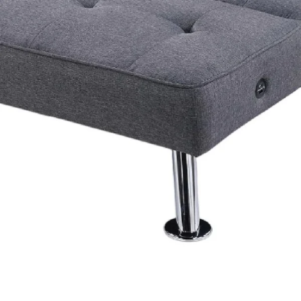 Milana Convertible Sofa Bed, USB Port, Blue Gray Fabric, 66 Inch