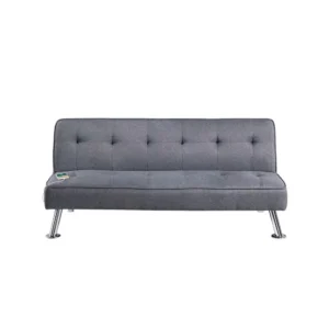 Milana Convertible Sofa Bed, USB Port, Blue Gray Fabric, 66 Inch