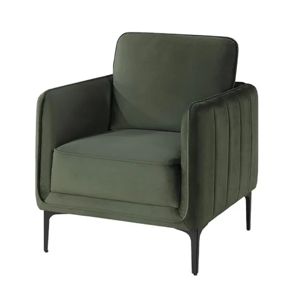 Reniz Accent Club Chair, Dark Green Velvet, Foam Cushions, Metal Legs