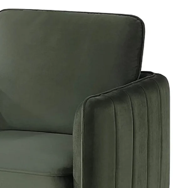 Reniz Accent Club Chair, Dark Green Velvet, Foam Cushions, Metal Legs