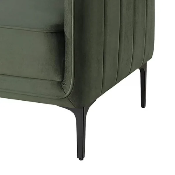 Reniz Accent Club Chair, Dark Green Velvet, Foam Cushions, Metal Legs
