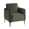 Reniz Accent Club Chair, Dark Green Velvet, Foam Cushions, Metal Legs