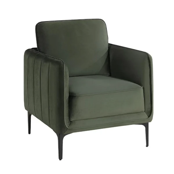 Reniz Accent Club Chair, Dark Green Velvet, Foam Cushions, Metal Legs