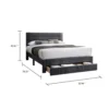 Daisy Full Bed w Drawer, Charcoal Gray Corduroy Upholstery, Foam