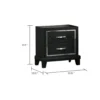 Nightstand with Charging Station, 2 Drawers, Black Rubberwood 24 Inch
