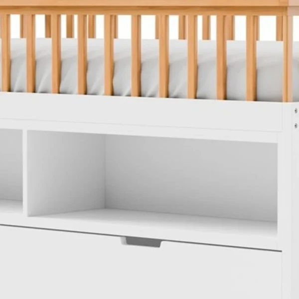 BM342275_1 Lexo Twin Bookcase Bunk Bed w Trundle and Ladder, White & Natural Oak