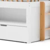 BM342275_3 Lexo Twin Bookcase Bunk Bed w Trundle and Ladder, White & Natural Oak