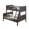 BM342278 Wexo Twin over Full Bunk Bed, Charcoal Brown Slat Design and Ladder
