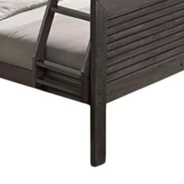 BM342278_3 Wexo Twin over Full Bunk Bed, Charcoal Brown Slat Design and Ladder