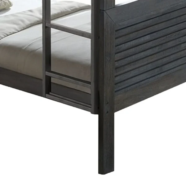 BM342279_3 Wexo Twin over Twin Bunk Bed, Charcoal Brown Slat Design and Ladder