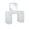 BM342298_1 Texo 3pc White Vanity Table Set with LED Mirror and Beige Padded Stool