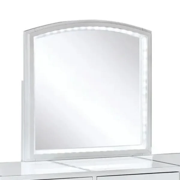 BM342298_3 Texo 3pc White Vanity Table Set with LED Mirror and Beige Padded Stool