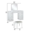 BM342298_4 Texo 3pc White Vanity Table Set with LED Mirror and Beige Padded Stool