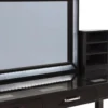 Jexo 3pc Cherry Vanity Table Set with LED Mirror, 3 Drawer, Gray Padded Stool