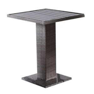 Nia Bistro Outdoor Table, Marble Base, Gray PE Rattan Frame, 27 Inch