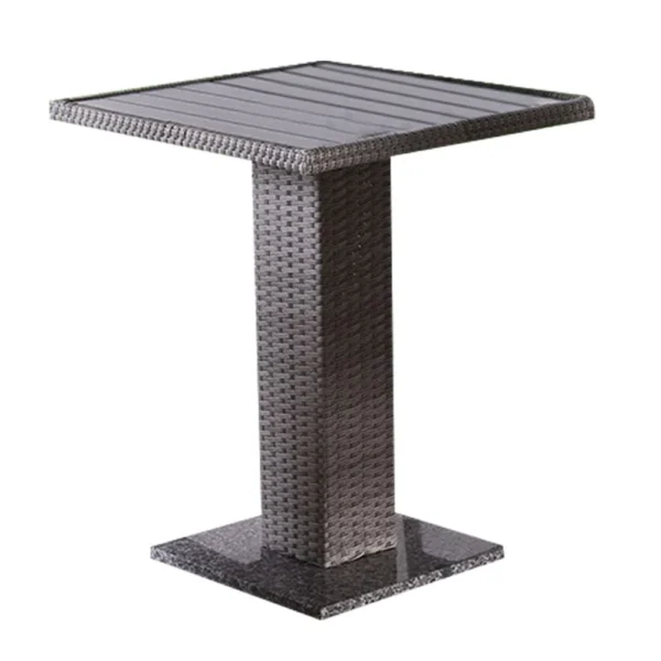 BM342307 Nia Bistro Outdoor Table, Marble Base, Gray PE Rattan Frame, 27 Inch