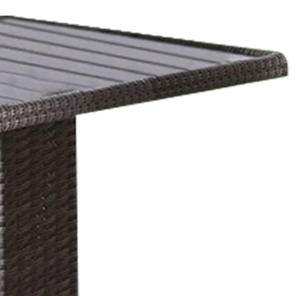 BM342307_1 Nia Bistro Outdoor Table, Marble Base, Gray PE Rattan Frame, 27 Inch