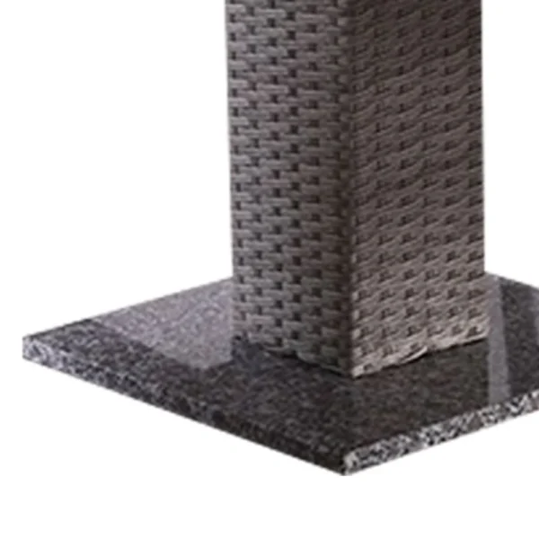 BM342307_3 Nia Bistro Outdoor Table, Marble Base, Gray PE Rattan Frame, 27 Inch