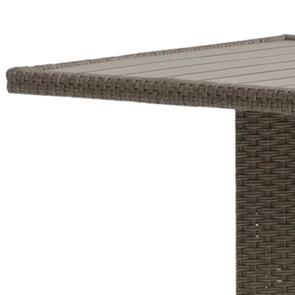 Nia Bistro Outdoor Table, Marble Base, Brown PE Rattan Frame, 27 Inch