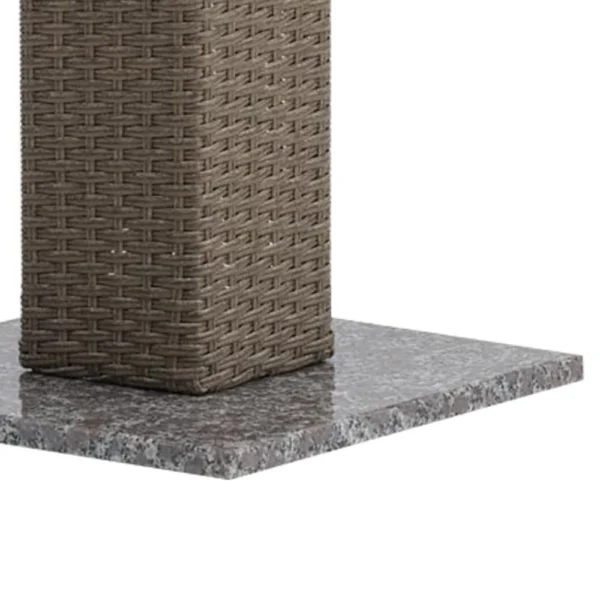 Nia Bistro Outdoor Table, Marble Base, Brown PE Rattan Frame, 27 Inch
