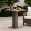 Nia Bistro Outdoor Table, Marble Base, Brown PE Rattan Frame, 27 Inch