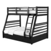 BM342321 Zegy Twin over Full Bunk Bed with 2 Drawers and Attached Ladder, Black