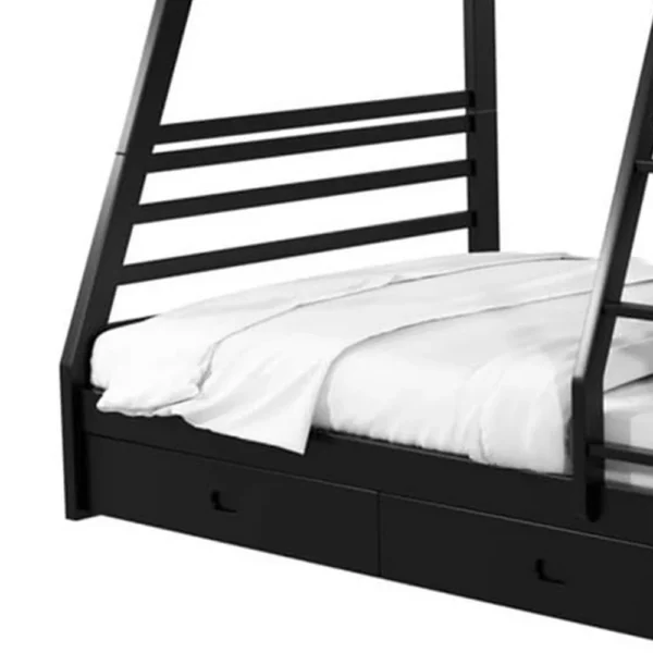 BM342321_3 Zegy Twin over Full Bunk Bed with 2 Drawers and Attached Ladder, Black