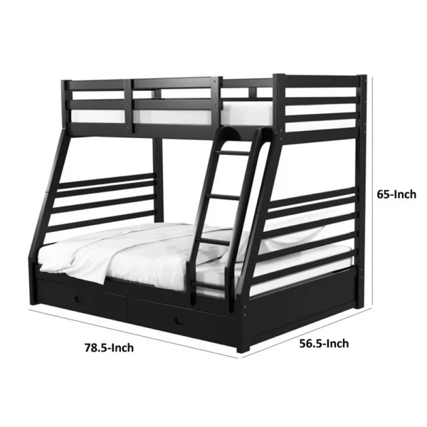 BM342321_4 Zegy Twin over Full Bunk Bed with 2 Drawers and Attached Ladder, Black