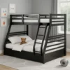 BM342321_5 Zegy Twin over Full Bunk Bed with 2 Drawers and Attached Ladder, Black