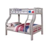 Tedy Twin over Full Bunk Bed with Curved Ladder, Guardrails, Gray