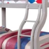 Tedy Twin over Full Bunk Bed with Curved Ladder, Guardrails, Gray