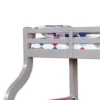 Tedy Twin over Full Bunk Bed with Curved Ladder, Guardrails, Gray