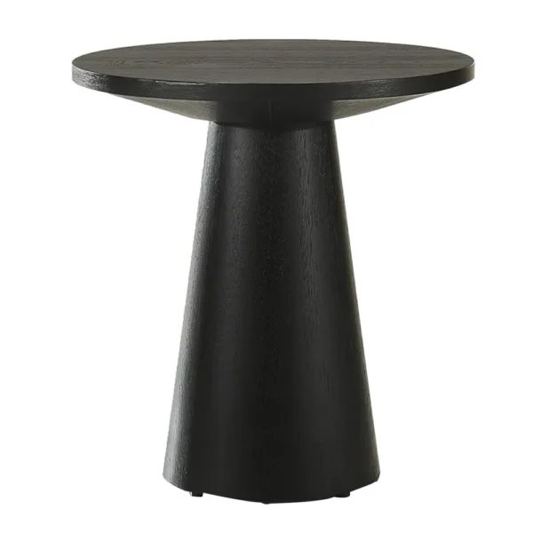Kily Side End Table, Cone Pedestal Base, 20 Inch Round Top in Black