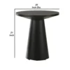 Kily Side End Table, Cone Pedestal Base, 20 Inch Round Top in Black