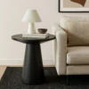Kily Side End Table, Cone Pedestal Base, 20 Inch Round Top in Black