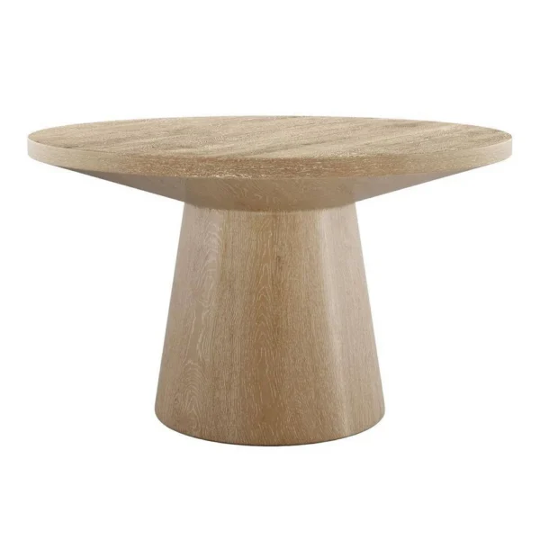 Kily Coffee Table, Pedestal Base, 29 Inch Round Top in Oak Brown