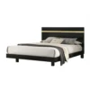 Yoki Queen Size Bed w Underbed LED, Acrylic Gold Trim, Black Frame