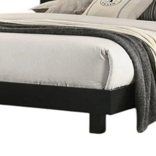 Yoki Queen Size Bed w Underbed LED, Acrylic Gold Trim, Black Frame