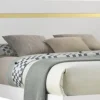 Yoki Queen Size Bed w Underbed LED, Acrylic Gold Trim, White Frame