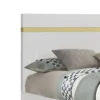 Yoki Queen Size Bed w Underbed LED, Acrylic Gold Trim, White Frame