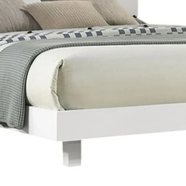 Yoki Queen Size Bed w Underbed LED, Acrylic Gold Trim, White Frame