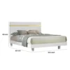 Yoki Queen Size Bed w Underbed LED, Acrylic Gold Trim, White Frame