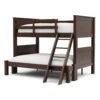 BM342408 Zedy Twin over Full Bunk Bed with Ladder and Guardrails, Walnut Brown