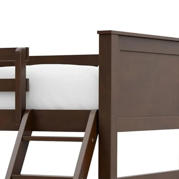 BM342408_2 Zedy Twin over Full Bunk Bed with Ladder and Guardrails, Walnut Brown