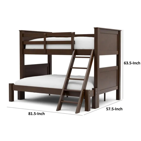 BM342408_4 Zedy Twin over Full Bunk Bed with Ladder and Guardrails, Walnut Brown