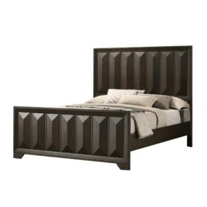 BM342441 Fema Queen Bed, Vertical Facet Headboard and Footboard, Espresso Brown