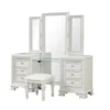 Miamy Vanity Set, 6 Drawers, Padded Stool, LED Mirror, Creamy White