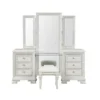 Miamy Vanity Set, 6 Drawers, Padded Stool, LED Mirror, Creamy White